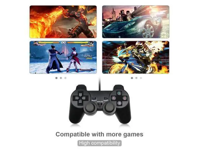 Alt view image 9 of 10 - USB Controller Gamepad For WinXP/Win7/Win8/Win10 For PC Computer Laptop Black Game Joystick