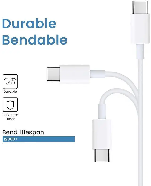 Alt view image 7 of 8 - USB C to USB C Cable 20-Pack Bulk 3ft Type C Charging and Data Cord Multipack White