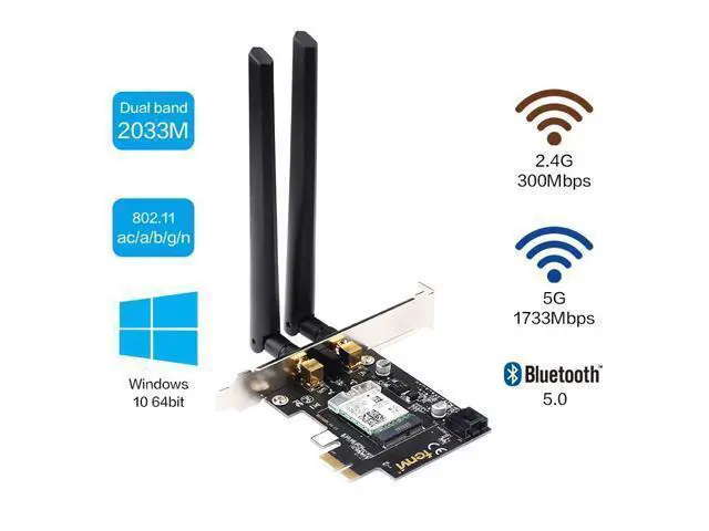 Alt view image 6 of 10 - WiFi Card Wireless Bluetooth Adapter Dual Band AC2030 PCIe Wireless 9260ac 1730Mbps MU-MIMO WiFi PCI-E 1X Card BT 5.0