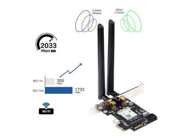 Alt view image 8 of 10 - WiFi Card Wireless Bluetooth Adapter Dual Band AC2030 PCIe Wireless 9260ac 1730Mbps MU-MIMO WiFi PCI-E 1X Card BT 5.0