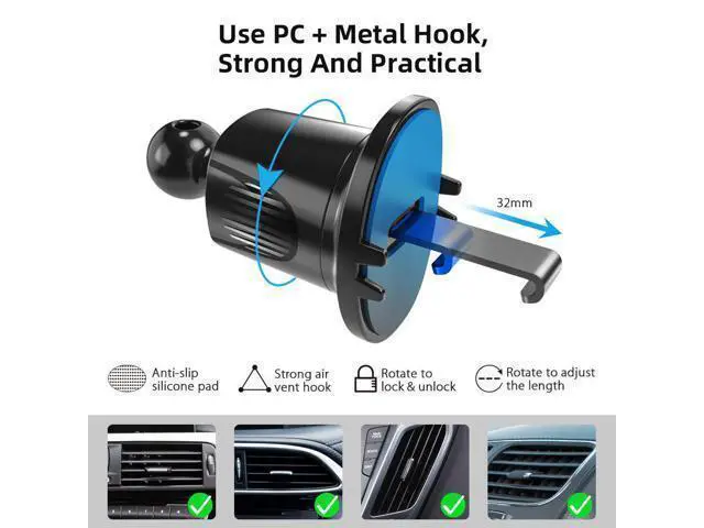 Alt view image 10 of 10 - 15W Magnetic Wireless Car Charger Air Vent Mount Works with Various Phone 360 Adjustable Fast Charging Phone Holder