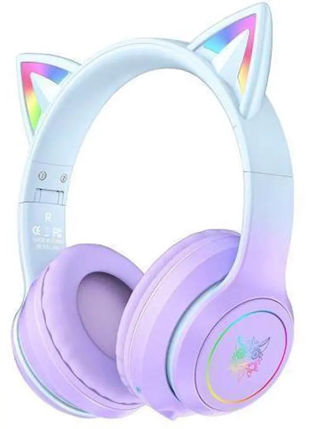 Alt view image 6 of 10 - ONITOON Cat Ear Bluetooth Headphones with Micphone for Kids and Adults, LED Light Up Wireless HI-FI Sound Quality, Over-Ear Headphones with Volume Control for iPhone/iPad/Laptop/PC(55H Pla (FRKIDD3)