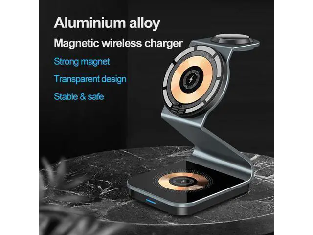 Alt view image 8 of 10 - 3-in-1 Magnetic Mobile Phone Stand & Wireless Charger with QC3.0 PD 7W for Mobile Phone Earphone Smart Watch