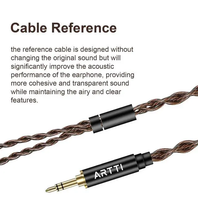 Alt view image 2 of 7 - A1 Upgraded 4 Core Monocrystalline Copper Detachable Earphone Cable IEM Cable in-Ear Headphone Audio Cable (2pin-0.78mm 3.5mm)