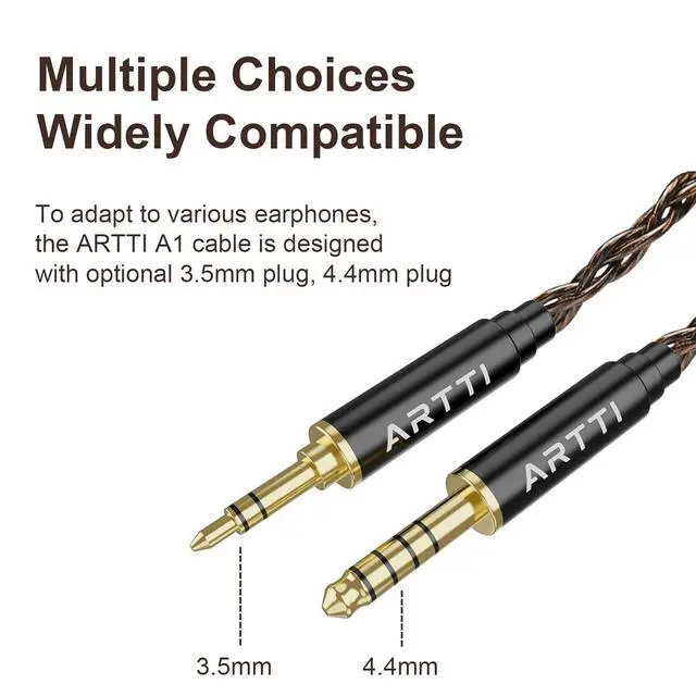 Alt view image 4 of 7 - A1 Upgraded 4 Core Monocrystalline Copper Detachable Earphone Cable IEM Cable in-Ear Headphone Audio Cable (2pin-0.78mm 3.5mm)