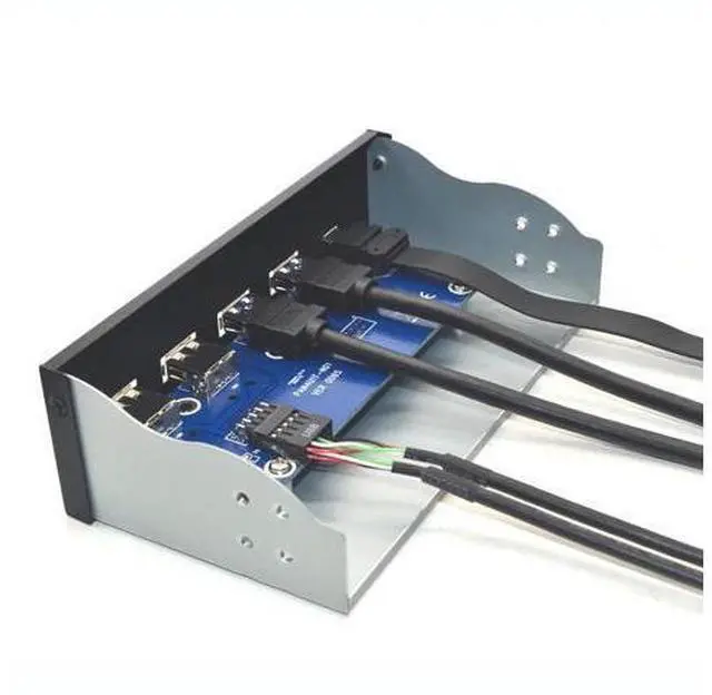 Alt view image 9 of 10 - 5.25 Inch USB 3.1 GEN2 Front Panel USB Hub 2 Ports USB 3.0 + 2 Ports USB2.0 + 1 Port TYPE-C with TYPE-E Connector for Desktop PC