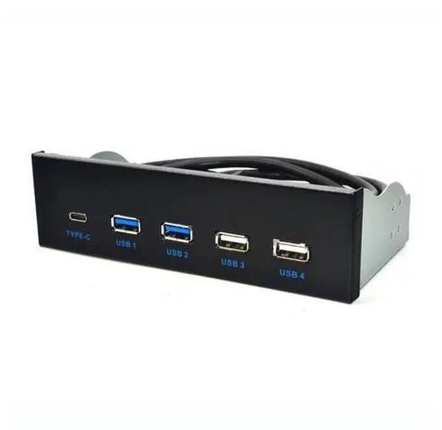 Alt view image 10 of 10 - 5.25 Inch USB 3.1 GEN2 Front Panel USB Hub 2 Ports USB 3.0 + 2 Ports USB2.0 + 1 Port TYPE-C with TYPE-E Connector for Desktop PC