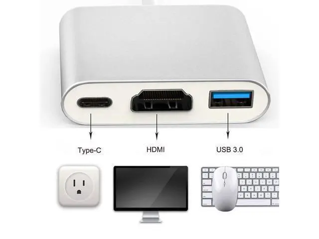 Alt view image 9 of 10 - C HUB Adapter Type C Hub to 4K 3.0 Port With -C Power Delivery for Macbook 12 inch Pro for Dell XPS 13
