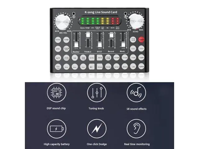 Alt view image 14 of 14 - Bluetooth Webcast Sound Card Practical Headset Microphone KTV Live Streamer Portable Audio Cards