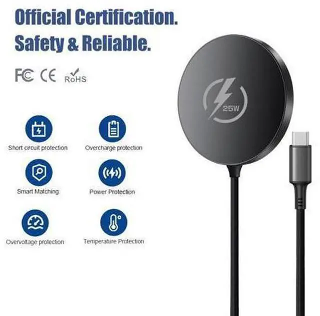 Alt view image 9 of 10 - For iphone 16/17 25W Fast Charge Magnet Wireless Phone Charger Type C 25W PD Charger for iphone for google