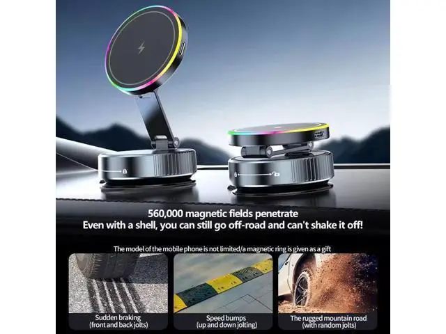 Alt view image 8 of 12 - 15W Fast Wireless Charging Magnetic Phone Mount Flexible and Foldable Navigation Car Mobile Phone Holder