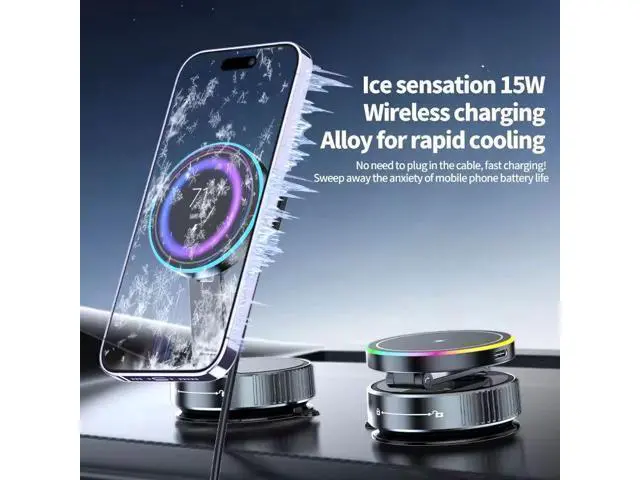 Alt view image 9 of 12 - 15W Fast Wireless Charging Magnetic Phone Mount Flexible and Foldable Navigation Car Mobile Phone Holder