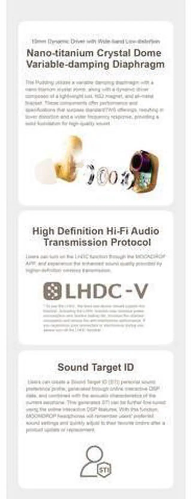 Alt view image 14 of 14 - Pudding TWS Earphone True Wireless Stereo ANC AI ENC LHDC-V 10mm Dynamic Driver Interactive DSP Bluetooth 6.0 Music Game Dual Mode (White)