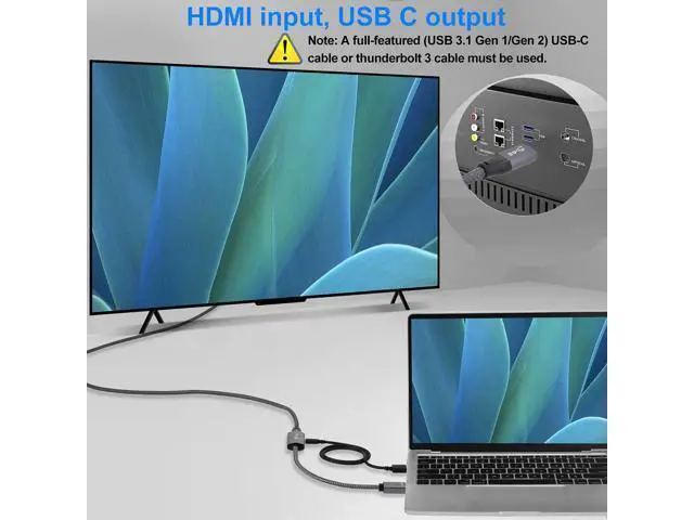Alt view image 13 of 14 - HDMI Male to USB-C Female Cable Adapter with USB C Power Cable Uni-Directional HDMI (source) to Type C 3.1 (display) Converter 4K 60Hz Thunderbolt 3 Adapter for MacBook Pro Surface Xreal Air