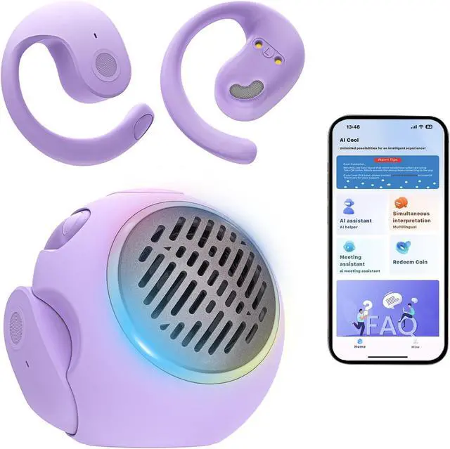 Alt view image 8 of 14 - Xmenha Mini Small Bluetooth Speaker with AI Language Translator Kids Earbuds Headphones Language Translation Earbuds Real Time for Kids Open Ear Buds Headphones Over Ear Translate Translating Earbuds