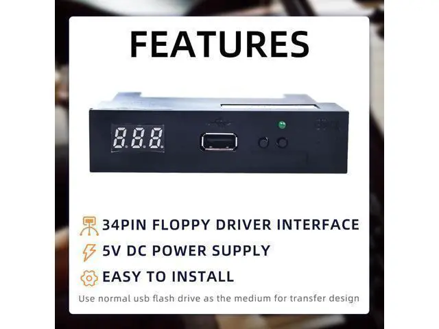 Alt view image 10 of 10 - USB Floppy Drive Emulator, SFR1M44-U100K 3.5 Inch 1.44MB SSD Simulation Floppy Disk Drive Emulator Plug, Flash Disk Floppy Drive Emulator and CD Screws for Musical Keyboad(Black)