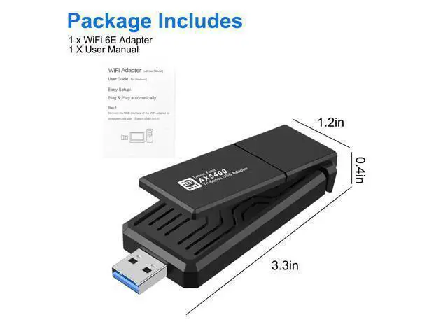 Alt view image 14 of 14 - AX5400 802.11AX WiFi 6E USB 3.0 WiFi Adapter - for PC Laptop Tri Band 6GHz/5GHz/2.4GHz, WPA3, Wireless USB WiFi Dongle Network Adapter,Only Compatible with Windows 11/10, Driver free (Black)