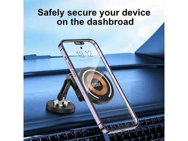 Alt view image 9 of 10 - 15W Magnetic Car Mounted Folding Mobile Phone Holder for Wireless Charger Car Dashboard Cell Phones Stand