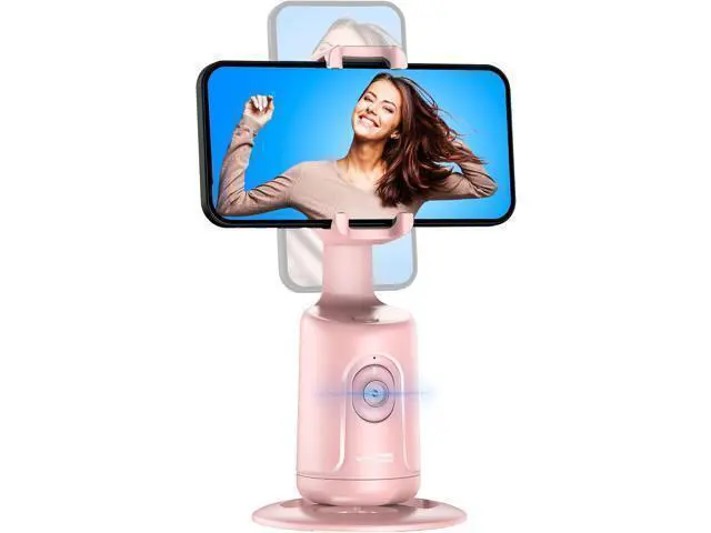 Alt view image 8 of 14 - Auto Tracking Phone Holder, Auto Face Tracking Tripod, Portable All-in-one Smart Selfie Stick 360 Rotation Fast Face & Object Tracking Cameraman Robot Mount for Phone Video Vlog Live Streaming(Pink)