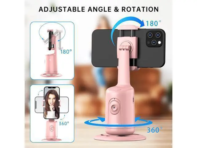 Alt view image 9 of 14 - Auto Tracking Phone Holder, Auto Face Tracking Tripod, Portable All-in-one Smart Selfie Stick 360 Rotation Fast Face & Object Tracking Cameraman Robot Mount for Phone Video Vlog Live Streaming(Pink)
