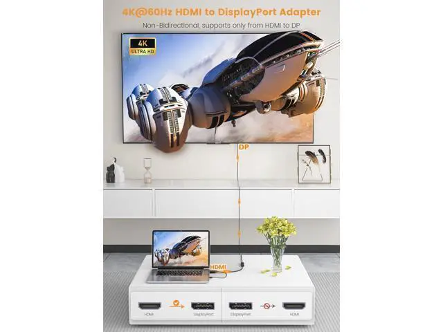 Alt view image 9 of 14 - 4K HDMI to DP Adapter HDMI to DisplayPort Adapter Cable 4K@60HZ Male to Female for Source Device to DP Display