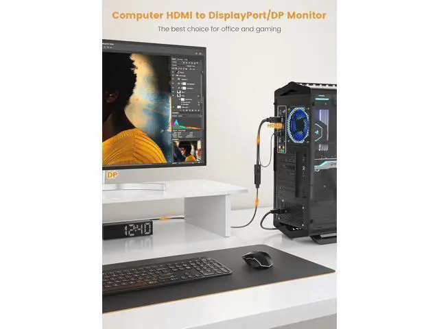 Alt view image 11 of 14 - 4K HDMI to DP Adapter HDMI to DisplayPort Adapter Cable 4K@60HZ Male to Female for Source Device to DP Display