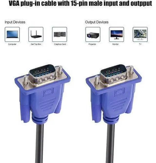 Alt view image 7 of 8 - JVFYI Blue VGA Cable 15 Pin Male to Male Plug Computer Monitor Cable Wire Cord,4.92 Feet 49.2 ft.