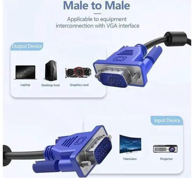 Alt view image 9 of 14 - VGA to VGA Monitor Cable, 15 pin 1080P Full HD Male to Male Cor for Computer PC Laptop to Monitor Screen Projector with VGA Plug Port 65 Feet