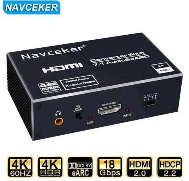 Alt view image 8 of 8 - 2021 Best eARC 2.0 Audio Extractor 4K 120Hz RGB8:8:8 HDR Splitter Audio Converter 4K to Optical TOSLINK SPDIF 7.1