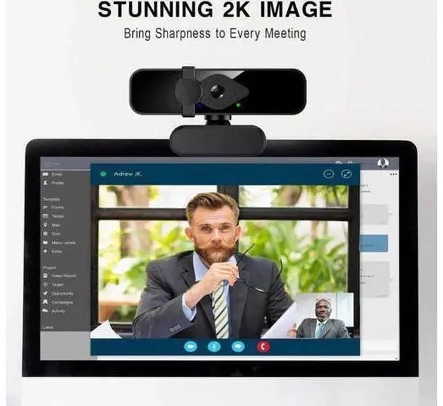 Alt view image 8 of 12 - 2K Webcam for PC, 85° View USB Computer Camera, with Noise Canceling Microphone & Privacy Cover, HD Web Camera for Desktop Laptop Monitor Mac Streaming, Gaming & Video Calling Webcam