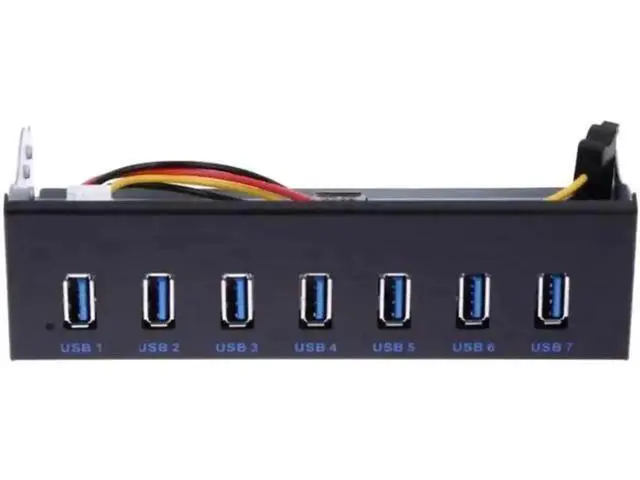 Alt view image 6 of 10 - 7 Ports USB 3.0 Hub 5Gbs 5.25" CD-ROM Drive Bay CD ROM Front Panel for Computer Case+USB 3.0 19-pin Header to Type-A Male Cable