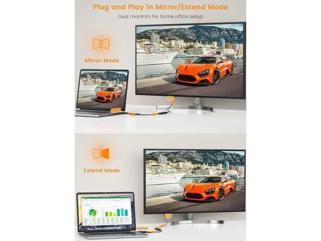 Alt view image 13 of 14 - 4K HDMI to DP Adapter HDMI to DisplayPort Adapter Cable 4K@60HZ Male to Female for Source Device to DP Display
