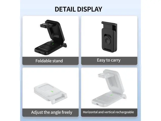 Alt view image 9 of 14 - 3-in-1 Magnetic Wireless Smart Watch Charger for Compatible 15W 10W Fast Charger Portable Travel Charging Stand Dock iPhone