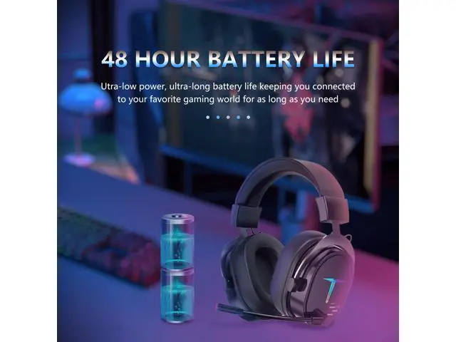 Alt view image 11 of 14 - Wireless Gaming Headset for PC/PS4/PS5/ Nintendo Switch, Over Ear 2.4G/Bluetooth Gaming Headphones with Noise-Canceling Microphone, 7.1 Surround Sound, 3.5mm Wired Mode for Xbox Series, Black