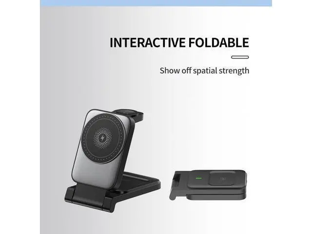 Alt view image 12 of 14 - 3-in-1 Magnetic Wireless Smart Watch Charger for Compatible 15W 10W Fast Charger Portable Travel Charging Stand Dock iPhone