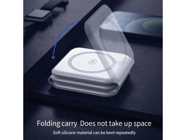 Alt view image 8 of 12 - Multifunctional 15W Fast Magnetic Wireless Charger Kit Travel Foldable Wireless Charger Pad Set With USB Cable