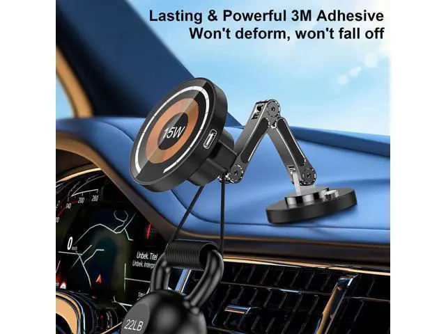 Alt view image 7 of 10 - 15W Magnetic Car Mounted Folding Mobile Phone Holder for Wireless Charger Car Dashboard Cell Phones Stand