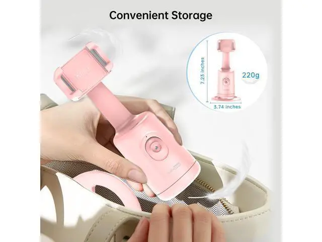 Alt view image 14 of 14 - Auto Tracking Phone Holder, Auto Face Tracking Tripod, Portable All-in-one Smart Selfie Stick 360 Rotation Fast Face & Object Tracking Cameraman Robot Mount for Phone Video Vlog Live Streaming(Pink)