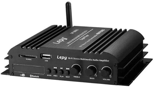 Alt view image 8 of 14 - Lepy Hi-Fi Stereo Multimedia 4-Channel 180w (45W x 4) Bluetooth Power Amplifier Audio Amp Booster USB SD DVD CD FM MP3 for Car Vehicle Home Booster Remote Control & LED Display Screen