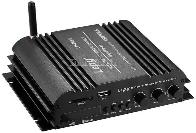 Alt view image 12 of 14 - Lepy Hi-Fi Stereo Multimedia 4-Channel 180w (45W x 4) Bluetooth Power Amplifier Audio Amp Booster USB SD DVD CD FM MP3 for Car Vehicle Home Booster Remote Control & LED Display Screen