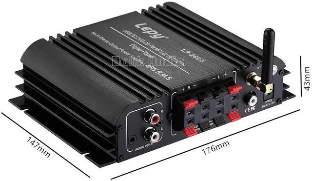 Alt view image 14 of 14 - Lepy Hi-Fi Stereo Multimedia 4-Channel 180w (45W x 4) Bluetooth Power Amplifier Audio Amp Booster USB SD DVD CD FM MP3 for Car Vehicle Home Booster Remote Control & LED Display Screen