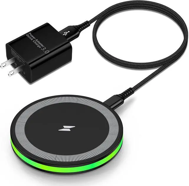 Alt view image 8 of 14 - Wireless Fast Charger Android Phone Charging Pad Wireless Charging Station for Galaxy S25 Ultra S25 Plus S24 S23 S22 S21 S20 S10 iPhone 17 Pro Max Plus 16 15 with QC 3.0 Power Adapter