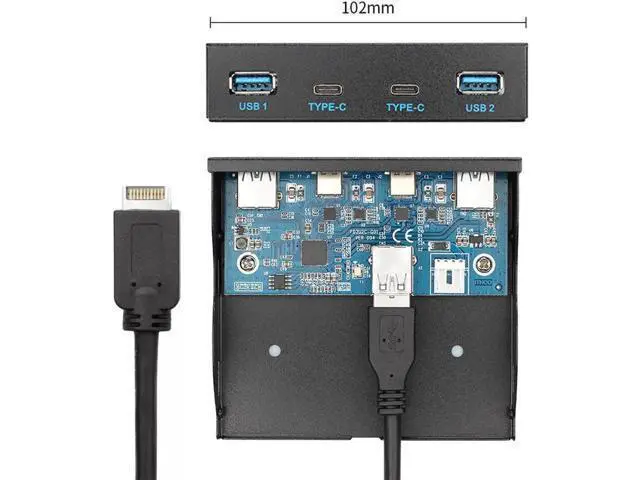 Alt view image 5 of 6 - USB-C & USB 3.0 HUB 4 Ports Front Panel Motherboard Cable to USB 3.1 Front Panel Header for 3.5" Floppy Bay