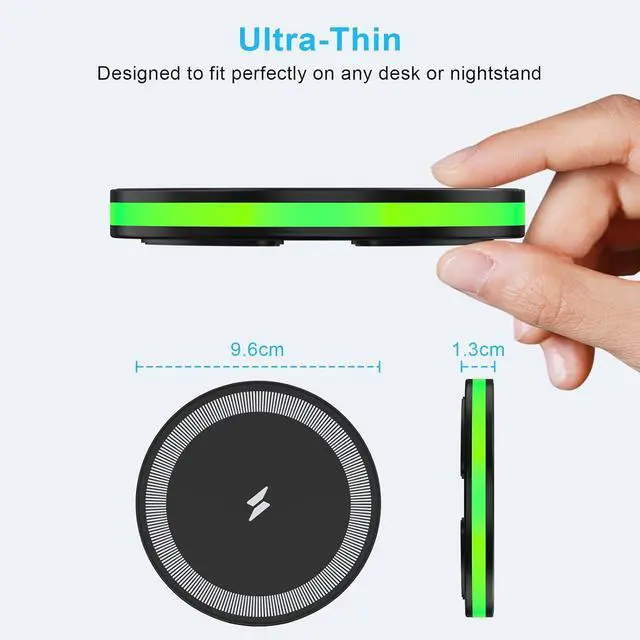 Alt view image 12 of 14 - Wireless Fast Charger Android Phone Charging Pad Wireless Charging Station for Galaxy S25 Ultra S25 Plus S24 S23 S22 S21 S20 S10 iPhone 17 Pro Max Plus 16 15 with QC 3.0 Power Adapter