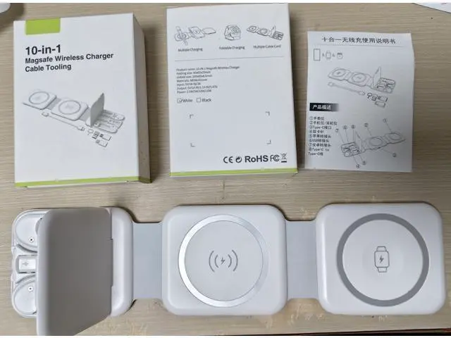 Alt view image 10 of 12 - Multifunctional 15W Fast Magnetic Wireless Charger Kit Travel Foldable Wireless Charger Pad Set With USB Cable