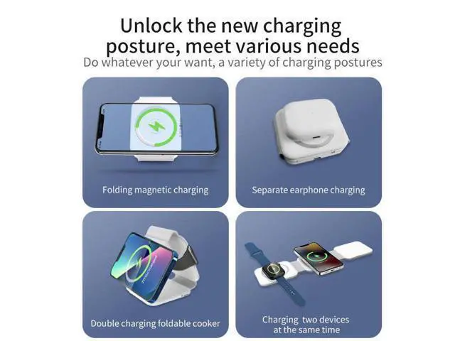 Alt view image 11 of 12 - Multifunctional 15W Fast Magnetic Wireless Charger Kit Travel Foldable Wireless Charger Pad Set With USB Cable