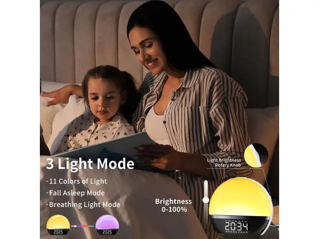 Alt view image 10 of 10 - SoundLegend FM Radio Sunrise Alarm Clock Sound Machine Wake-Up Light Sunrise Sunset Simulation Adjustable Volume Brightness Sleep Aid 13 Colors 23 Sounds 28 Tunes Snooze Dual Alarm 4 Timers