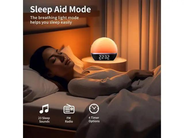 Alt view image 9 of 10 - SoundLegend FM Radio Sunrise Alarm Clock Sound Machine Wake-Up Light Sunrise Sunset Simulation Adjustable Volume Brightness Sleep Aid 13 Colors 23 Sounds 28 Tunes Snooze Dual Alarm 4 Timers