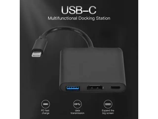 Alt view image 2 of 5 - 3 in 1 Type-C HUB USB 3.0 USB-C Female Converter Small Household Computer Accessories for Laptop Notebook PC