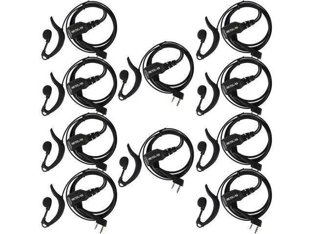 Alt view image 8 of 14 - Retevis Walkie Talkie Earpiece with Mic G Shape 2 Pin Adjustable Volume Headset Compatible with Retevis H-777 RT22 RT21 Baofeng UV-5R 888S 2 Way Radio(10 Pack)